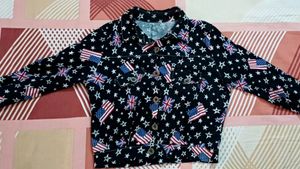 Black Printed Jacket For 10 To 12 Year Girl