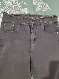 Gray Frayed Hem Bell Bottom Jeans