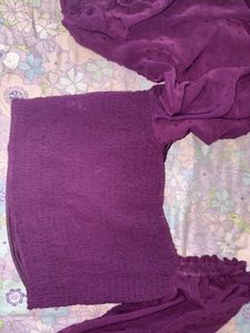 Square Neck Flared Sleeves Crop Top