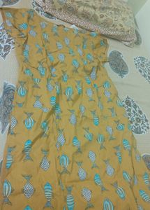 AJIO Mustard Printed Kurta