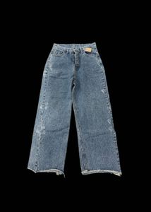 Wide Leg Distressed Denim Jeans