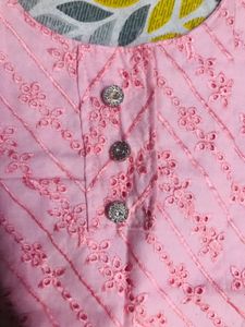 Pink Eyelet Sequence Kurta Set
