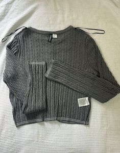 Gray cableKnit Cardigan