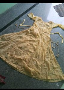 Elegant Beige Embroidered Dress Each