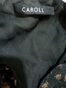 Caroll Black Floral Print Midi Dress