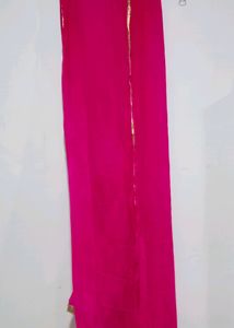 Pink Trouser Pant And Shiffon Dupatta With Lace