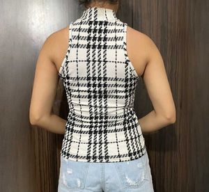 Black And White Halter Neck Top