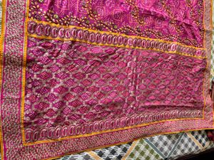 Pink Bandhani Saree With Gota Patti Work