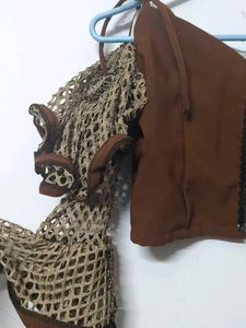 Unique Brown Crochet Sleeve Top