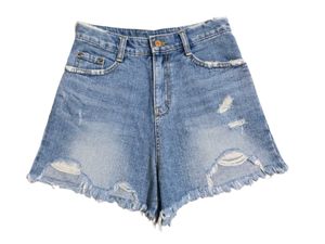 Distressed Denim High-Waisted Shorts