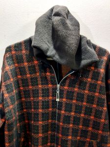 premium mens plaid tartan hooded jacket.(imported)