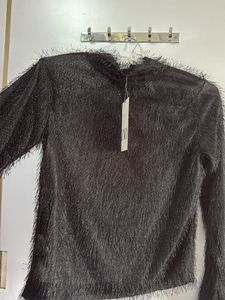 Zara Black Faux Fur Top