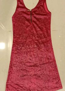 Imported Hot Pink Velvet Mini Dress