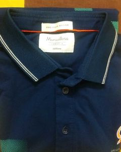 Stylish Blue Graphic Print Polo