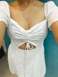 Front Cutout Drawstring Dress