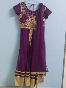 Purple &amp; Gold Anarkali Dress