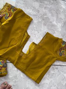 Mustard Sari with Intricate Embroidery