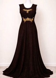 Elegant Brown Embellished Dress