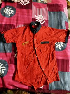 New Style Lovly Cherry Red Color Cotton Half Sleeves Shirt..