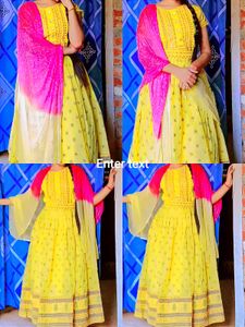 Cotten Gown With Belt And Duppta Set