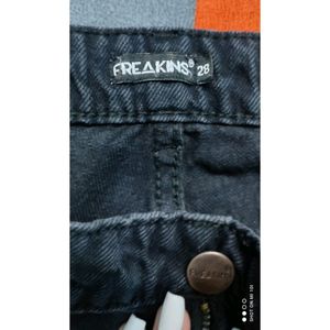 Freakins Wide Leg Distressed Denim Jeans