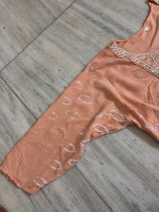 Peach Embroidered Kurta