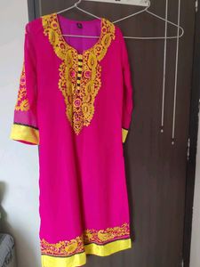 Pink Embroidered Kurta