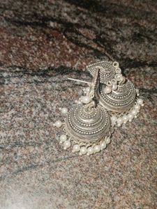 Silver Jhumka Earrings