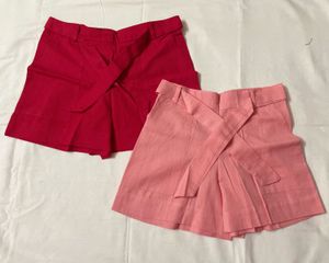 Red & Pink Cotton Linen Shorts Combo - Never Worn