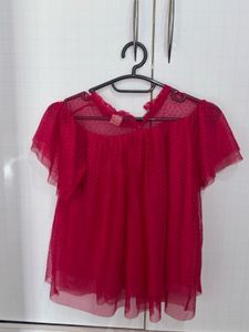 Sheer Red Polka Dot Blouse