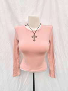 H&M Peach Ribbed Long Sleeve Top