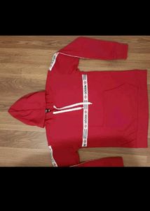 Red Hoodie with White Stripes