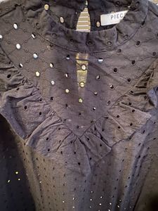 PIECES Black Ruffle Blouse
