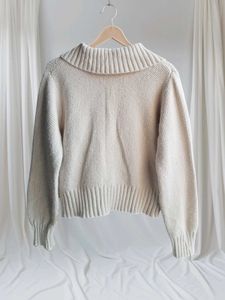 Polo Neck Cardigan Sweater