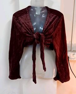 Velvet Tie-Front NWT Bolero