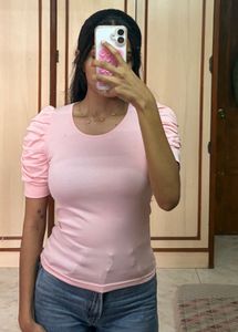 Pink Puff Sleeve Top