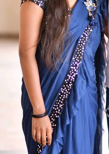 Elegant Blue Embellished Saree