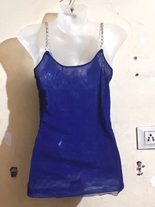 Sparkling Blue Sequin Tank Top