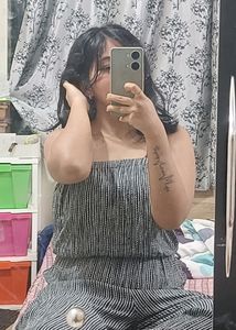 Black And White Jumpsuit With Belt
