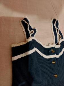Blue Front Open Crop Top