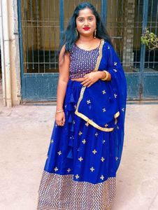 Blue Lehenga Choli with readymade blouse