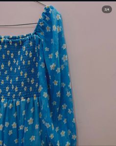 Floral Print Blue Dress