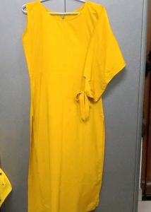 Ethnic Beautiful Yellow Mustard Kurta With Tie Up