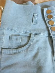 High Waisted Baby Blue Jeans