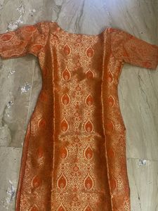 Orange Brocade Kurti