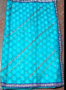Brasso Saree With Beautiful Embroidery Work