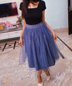 grey flared skirt