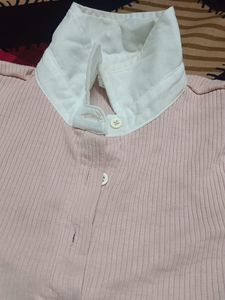 PEACH CROP TOP WITH COLLAR