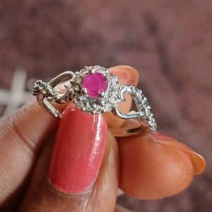 Ruby Studded Heart Shaped For Women And Girls