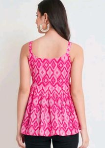 Pink Diamond Print Tie-Waist Top